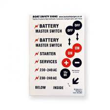 Boat Safety Sign Stickers - Battery Master Switch