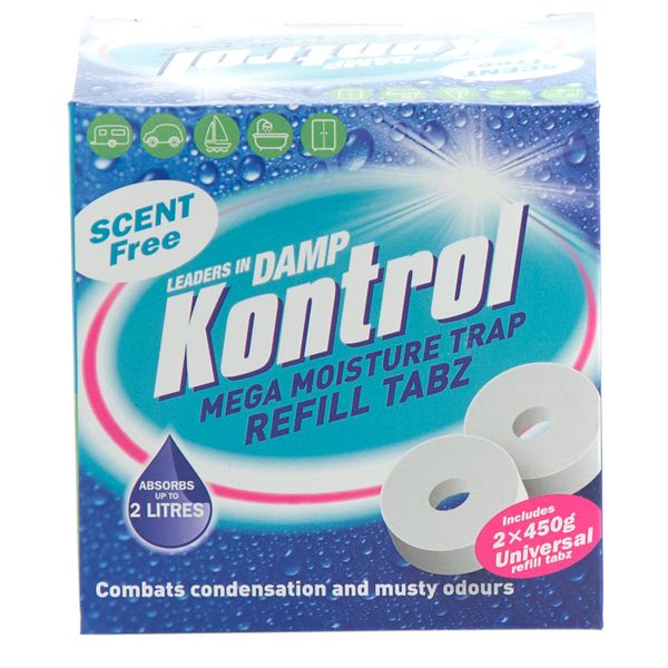 A pack of two scent free replacement circular tabs for use in the Aqua Moisture Trap