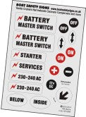 BOAT Safety Sticker Set - Electrical Services Battery (BSS3BM)