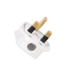 WHITE 13 AMP BRITISH FUSED FLAT PIN 3 PIN PLUGTOP