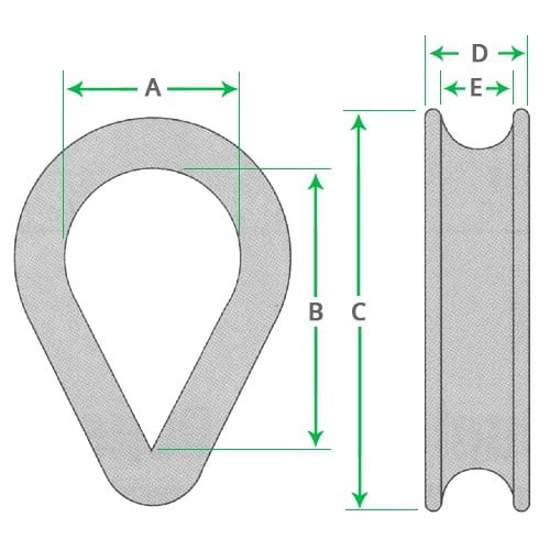 AQUA Marine HD Galvanised Steel Wire Rope Thimble Eye 12mm (53317)