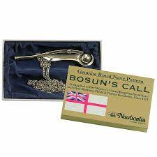 NAUTICALIA Brass/Copper Bosun's Call Pipe with Chain in Presentation Box