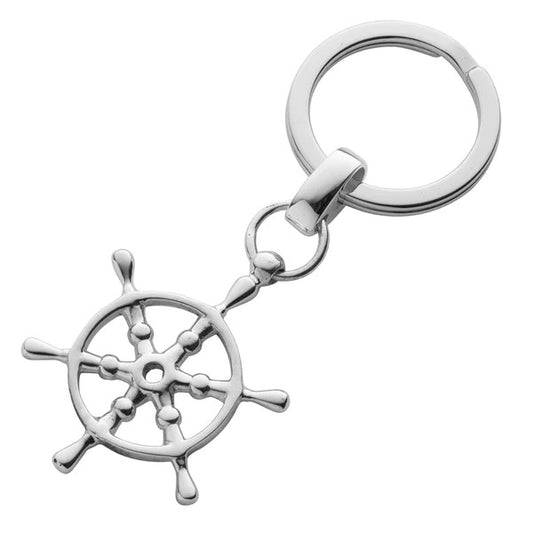 Hersey & Son Sterling Silver Boat Wheel Keyring and Stainless Steel Split Ring
