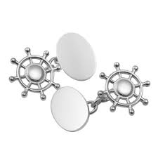 HERSEY & Son Hallmarked Sterling Silver Boatwheel Cuff Links