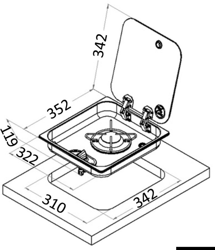 Osculati Stainless Steel Single Hob Unit - 1 Burner