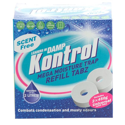 A pack of two scent free replacement circular tabs for use in the Aqua Moisture Trap