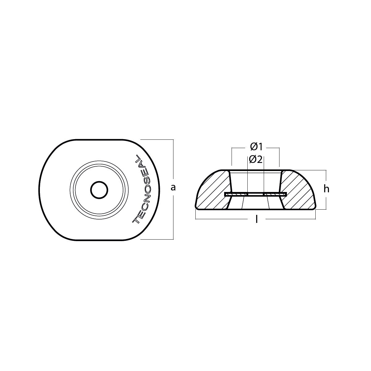 ALUMINIUM Disc anode single 110mm with steel insert