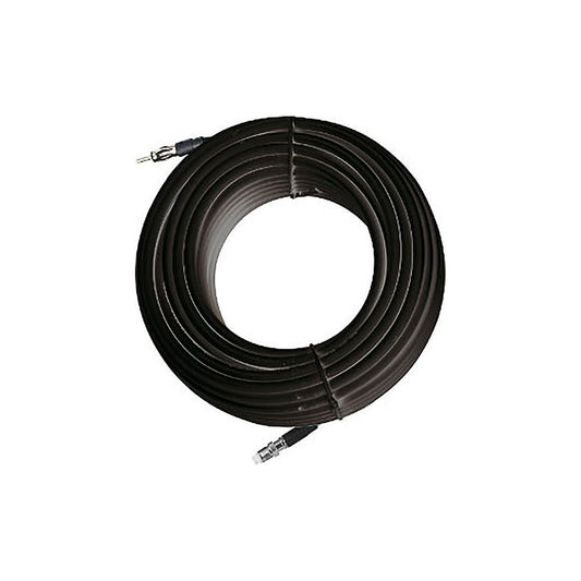 RG62 Low Loss Steel Coaxial Cable - 93 Ohm - 6M (20') - Roll - Black - Pre-Installed Fme Connection.