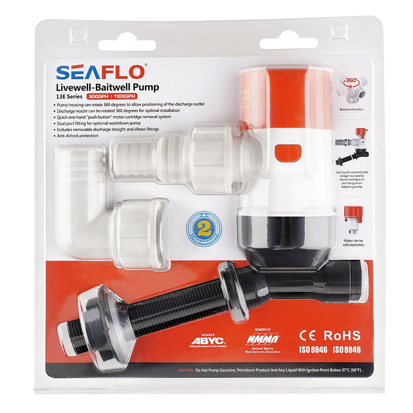 SEAFLO Livewell/Baitwell Pump 12V 1100 GPH / 4164 LPH