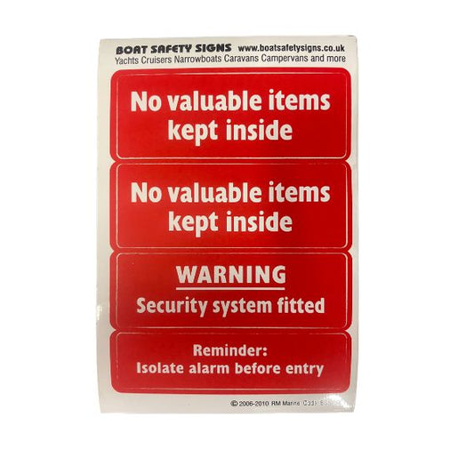 Boat Safety Sticker Signs