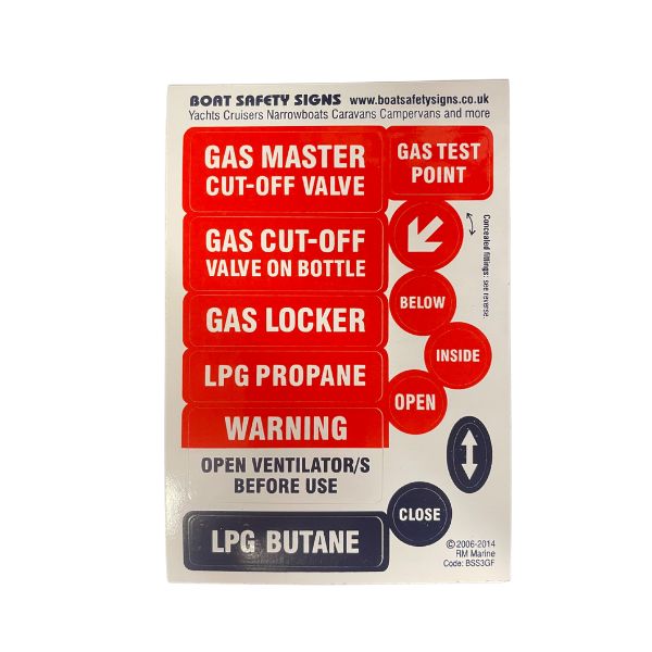 Boat Safety Sign Stickers - LPG Fuels Gas Cut-Off