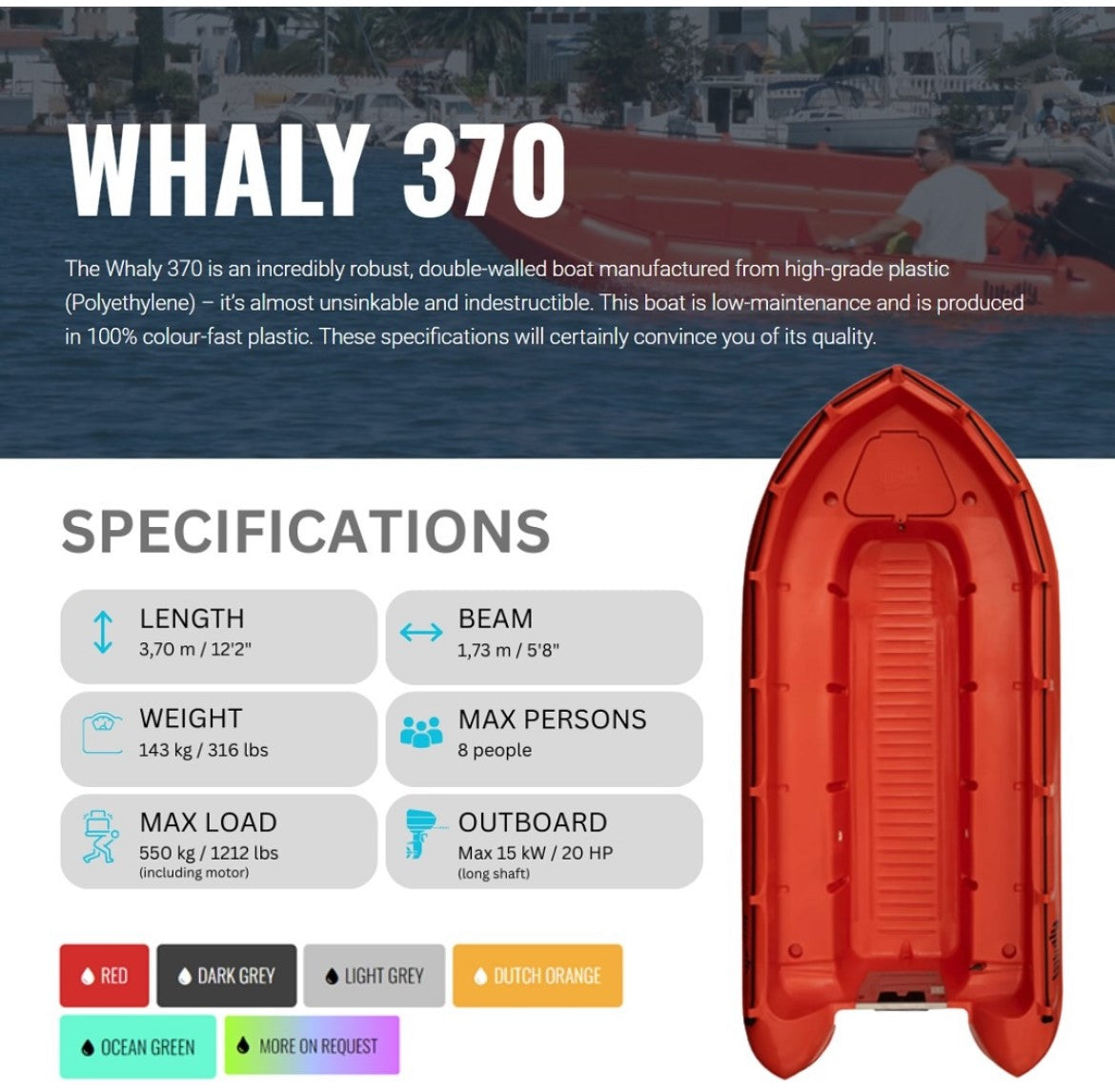 Whaly 370 Safety Boat with Engine