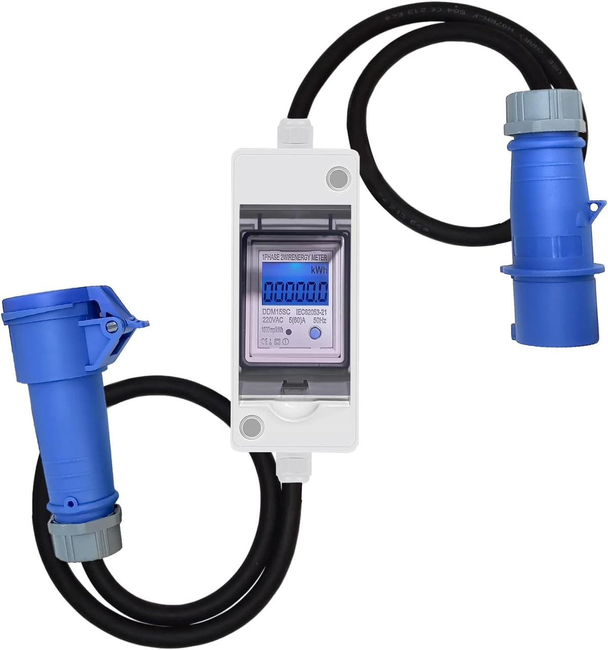 Mobile Digital Electrical Meter 230V, 16 Amp Shore Power connectors